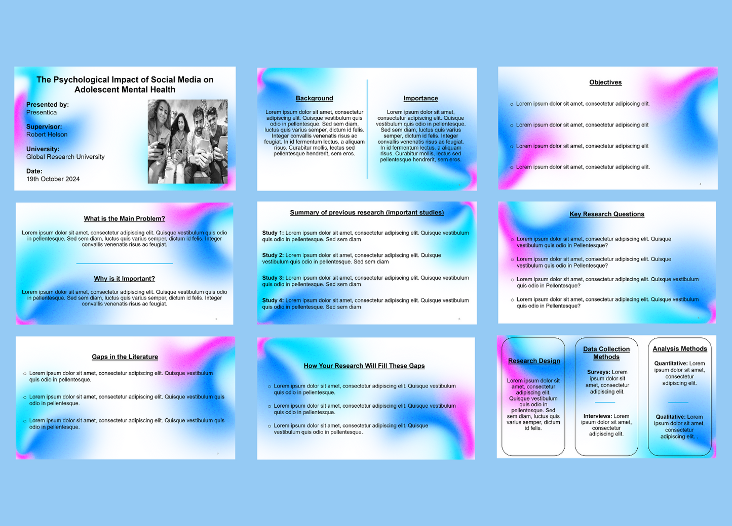 White-Blue theme PPT template
